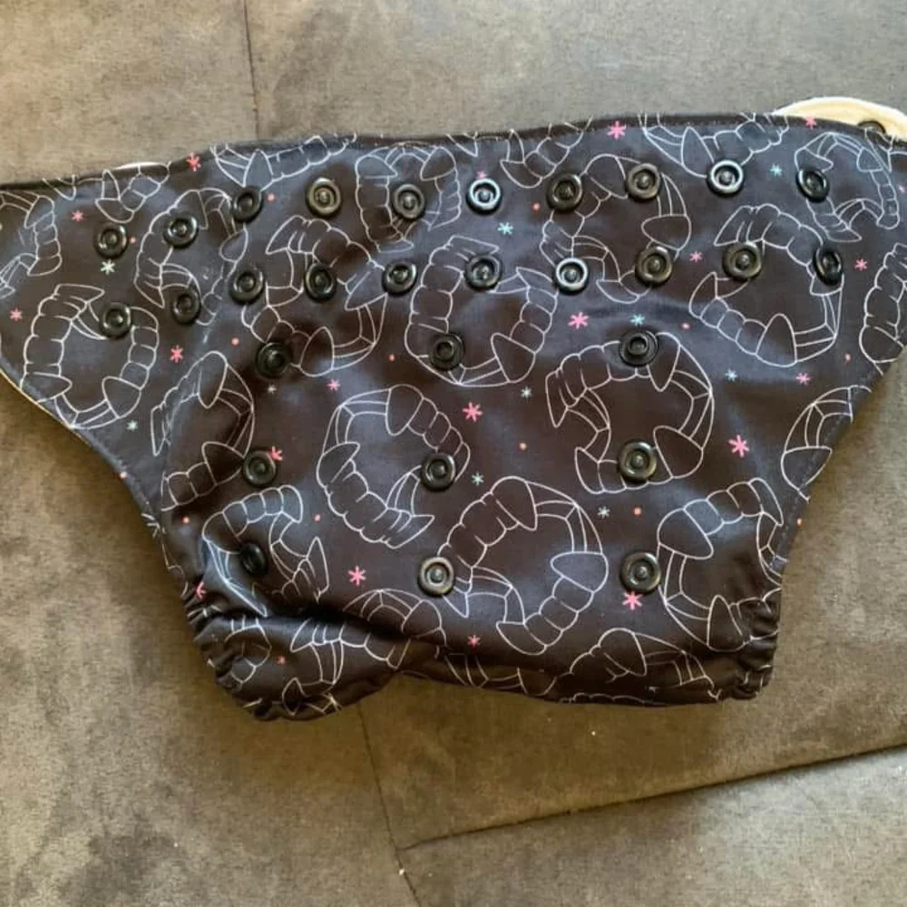 🔥5 FOR $25🔥 Texas Tushies Black Vampire Teeth Pattern Pocket Diaper